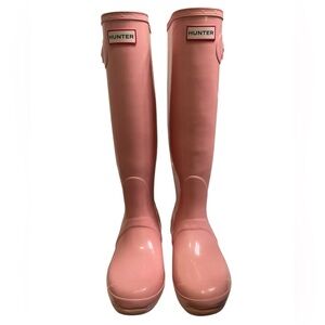 Women's Original Tall Gloss Rain Hunter Boots - blush pink